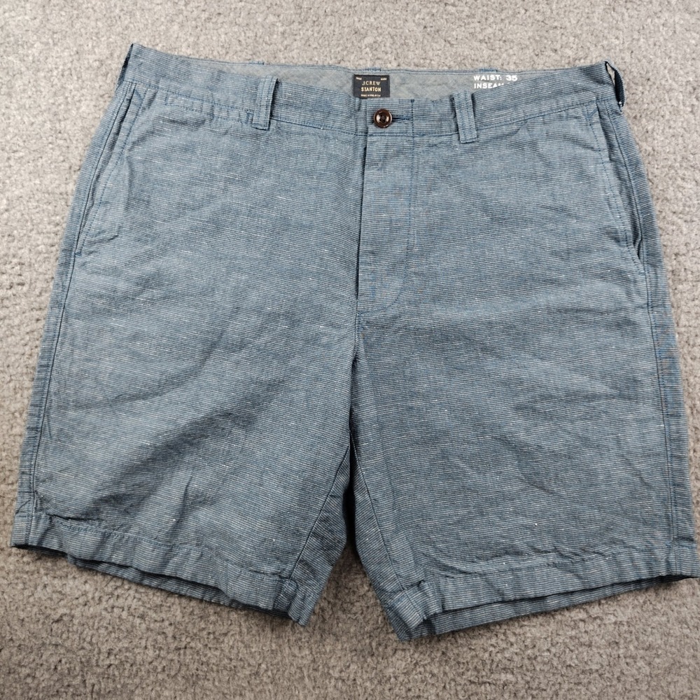 J.Crew Shorts Mens 35 Stanton Blue Striped Baird McNutt Irish Linen EUC